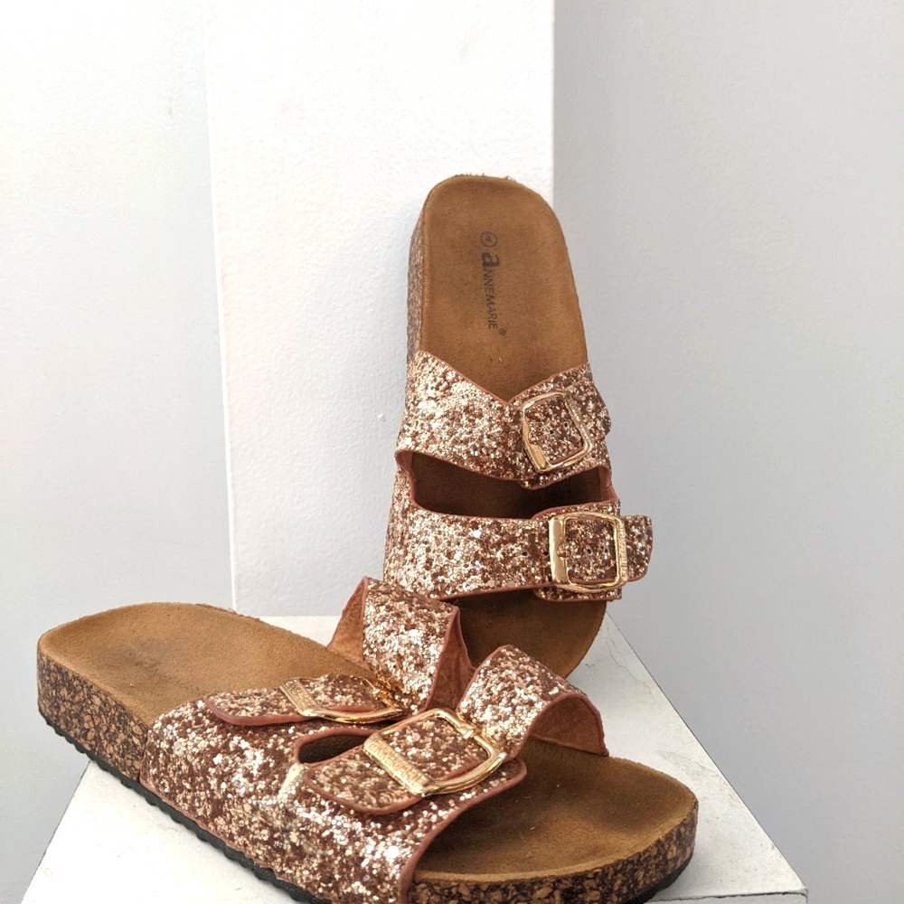 Anne Marie girls youth pink sparkle sandals, size 1